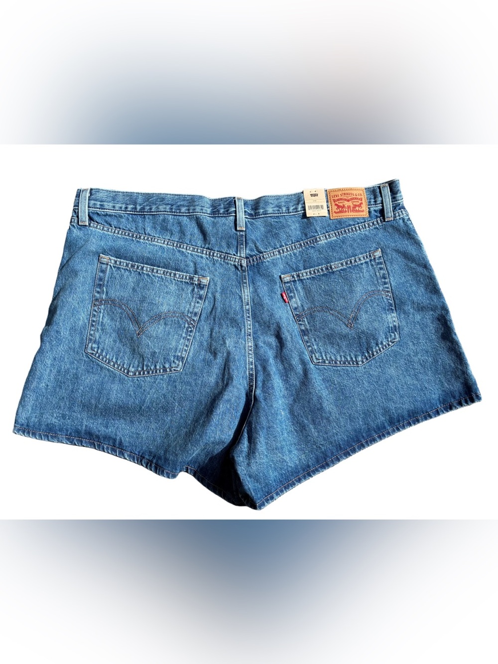 Levi's Classic High-Rise Denim Mom Shorts medium wash women size 24W - Picture 2 of 4